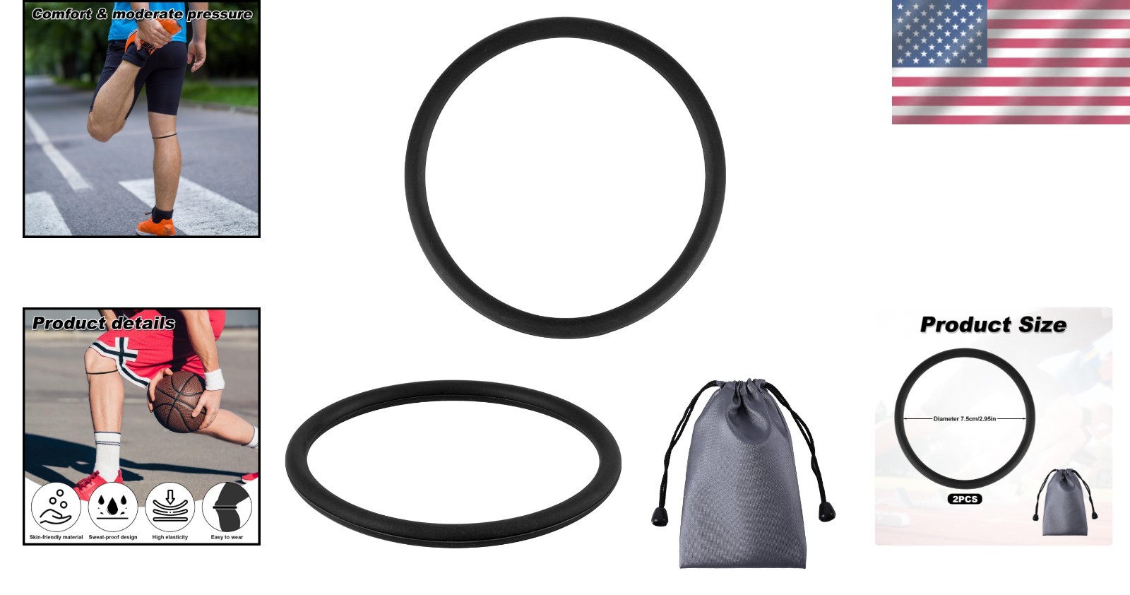 Elastic Knee Support Strap Set – Durable Silicone Bands for Sports & Fitness