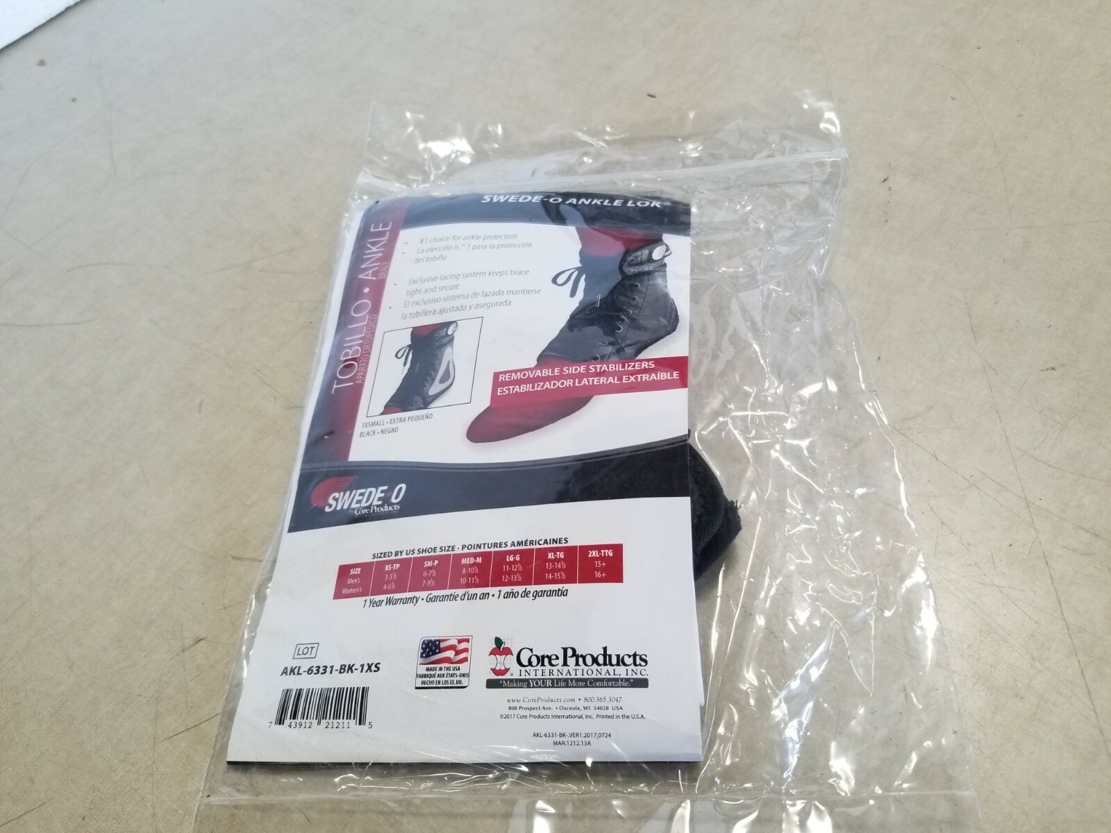 New Swede O Extra Small Ankle Lok Brace in Black – Model AKL-6331-BK-1XS