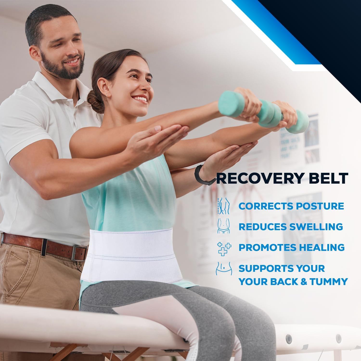 Abdominal Binder 6- 9-2 Inch Compression Belt Wrap for Men & Women (30″-105″)