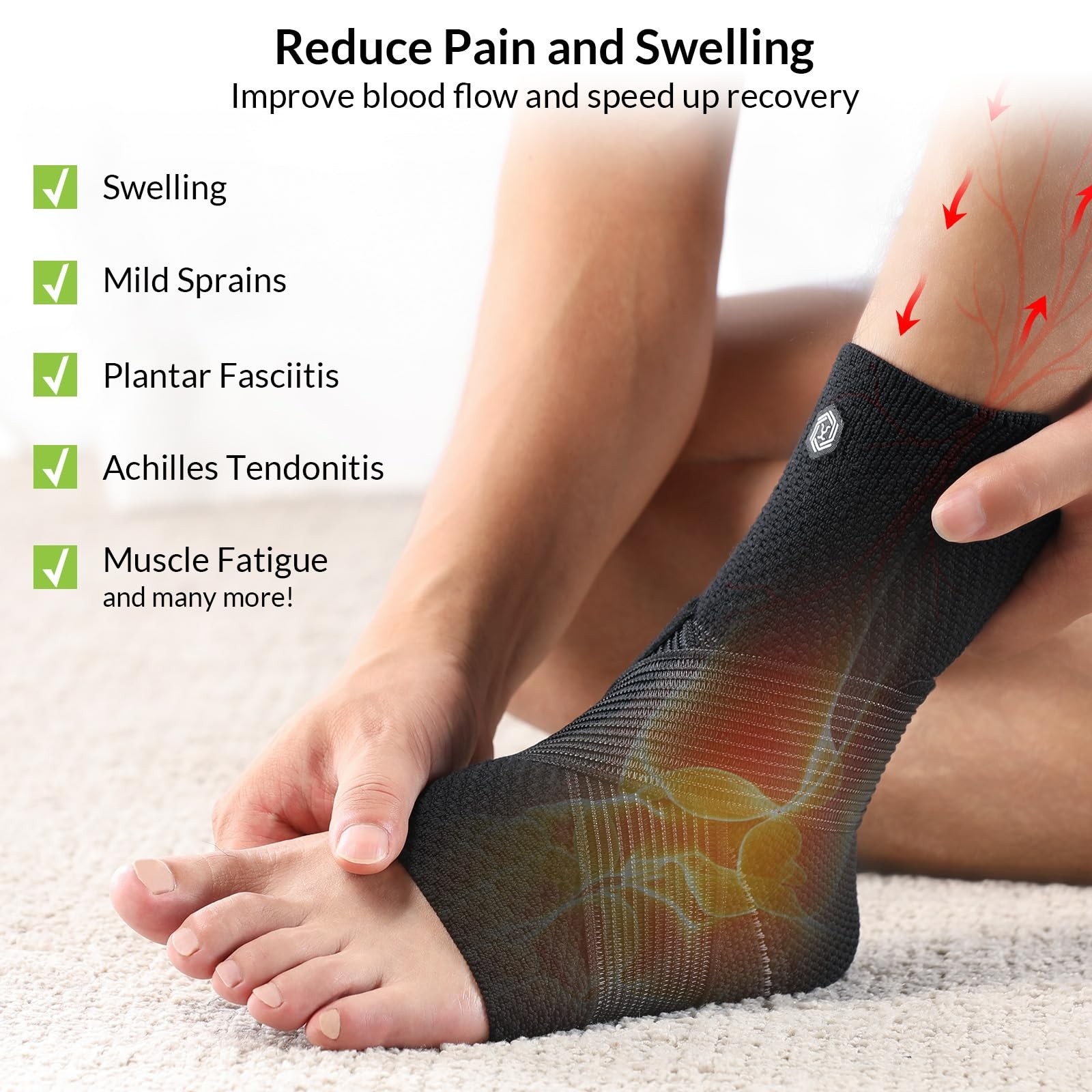 ZOELION Ankle Brace Compression Support with Removable Fishnet Strap, 3D Knit…