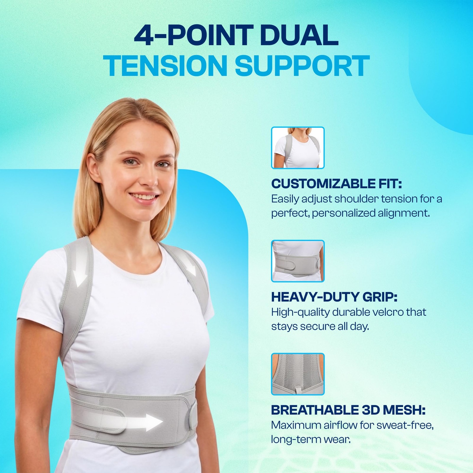 SUKHDA Adjustable Posture Corrector Back Brace for Men & Women – Large, Gray