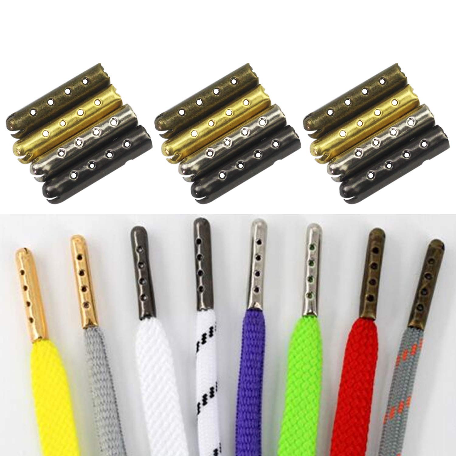 200PCS Metal Shoelace Aglets Replacement Tips Assorted Color Set