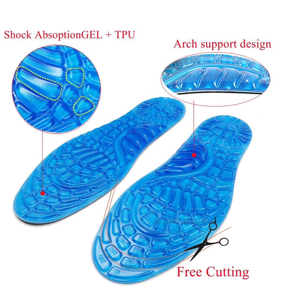 Soft Shock Absorption Gel Insoles Cushion Running Walking Comfortable
