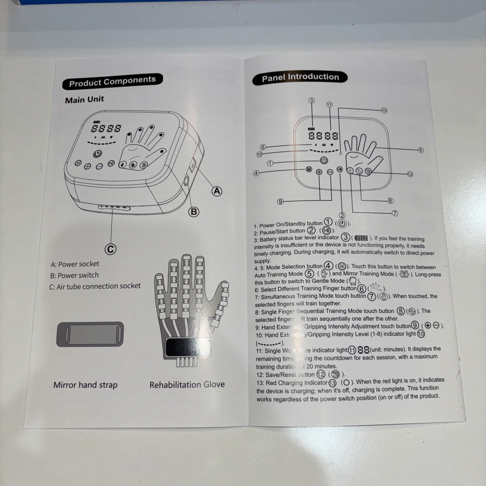 Rehabilitation Robotic Massager Gloves for Hemiplegia Stroke Paralysis Arthritis