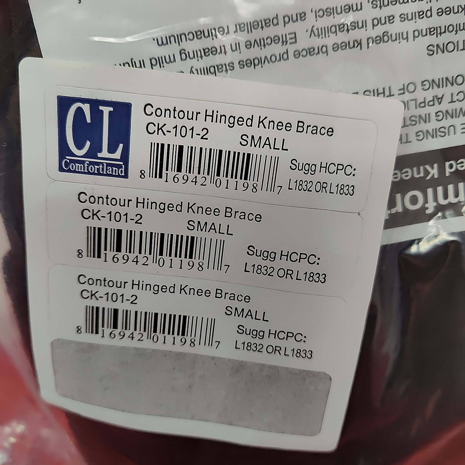 Comfortland CK-101-2 Small Universal Hinged Knee Brace NEW Black