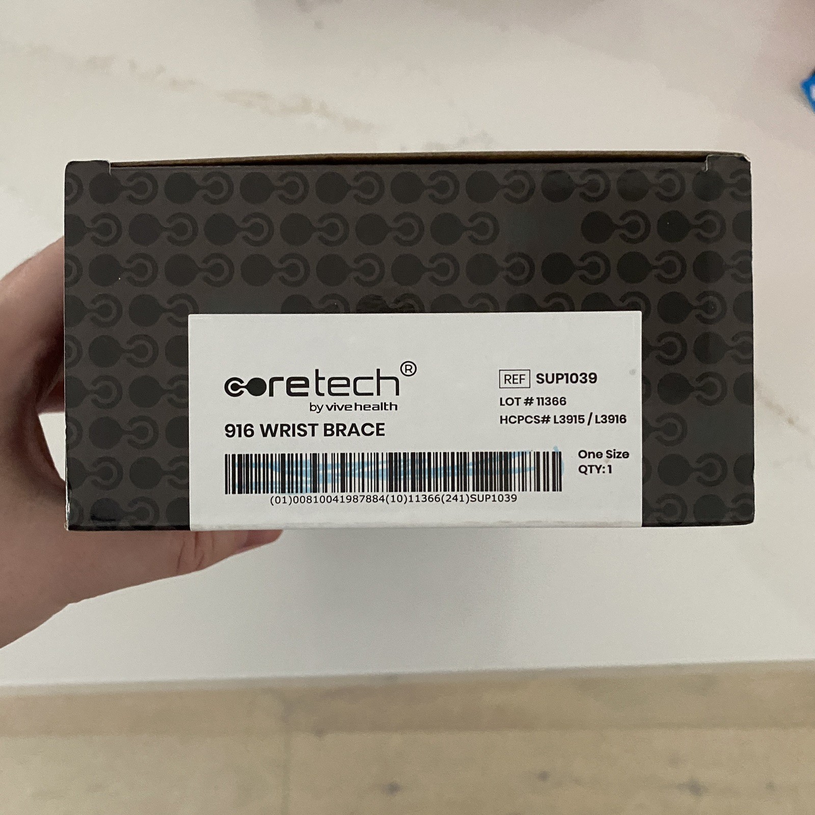 New – CORETECH 916 Left/Right Universal Wrist Brace/Splint – Black w/Manual