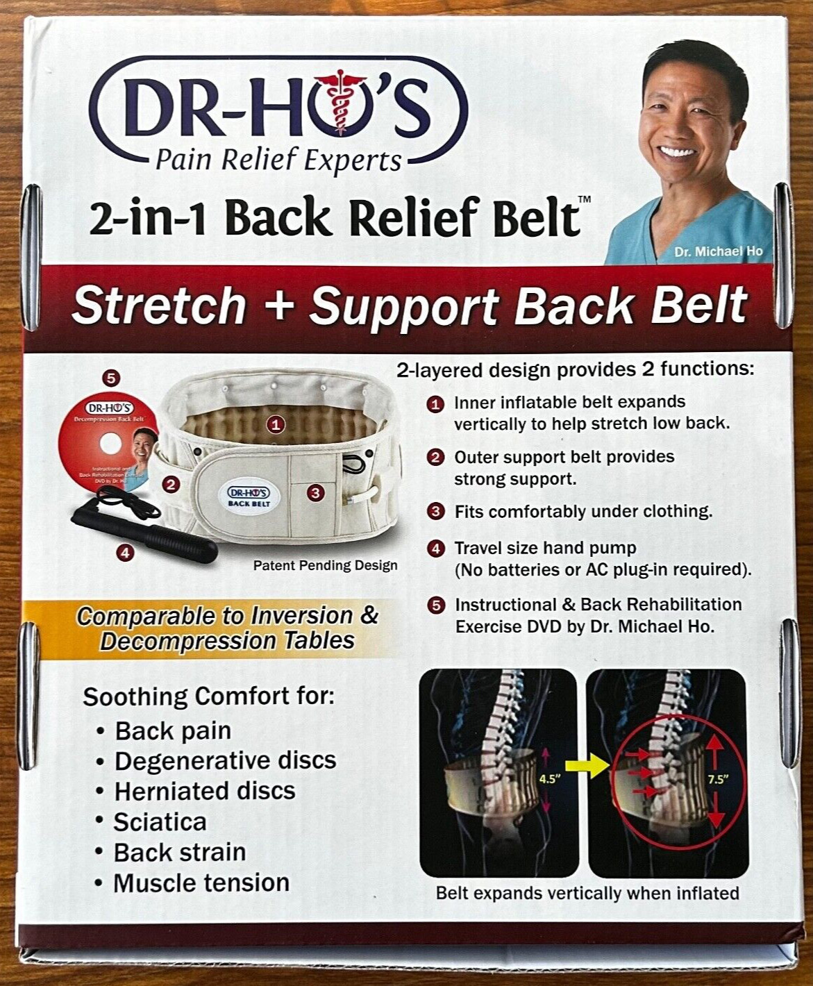 Inflatable Lumbar Traction Belt Decompression Pain Relief Waist Support Brace US