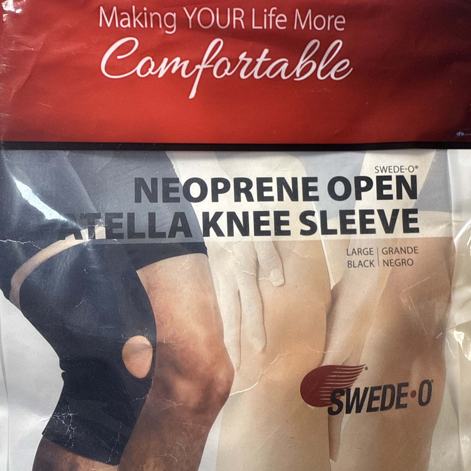 Swede-O Neoprene Open Patella Knee Sleeve Core Products Large Black Pain Knee