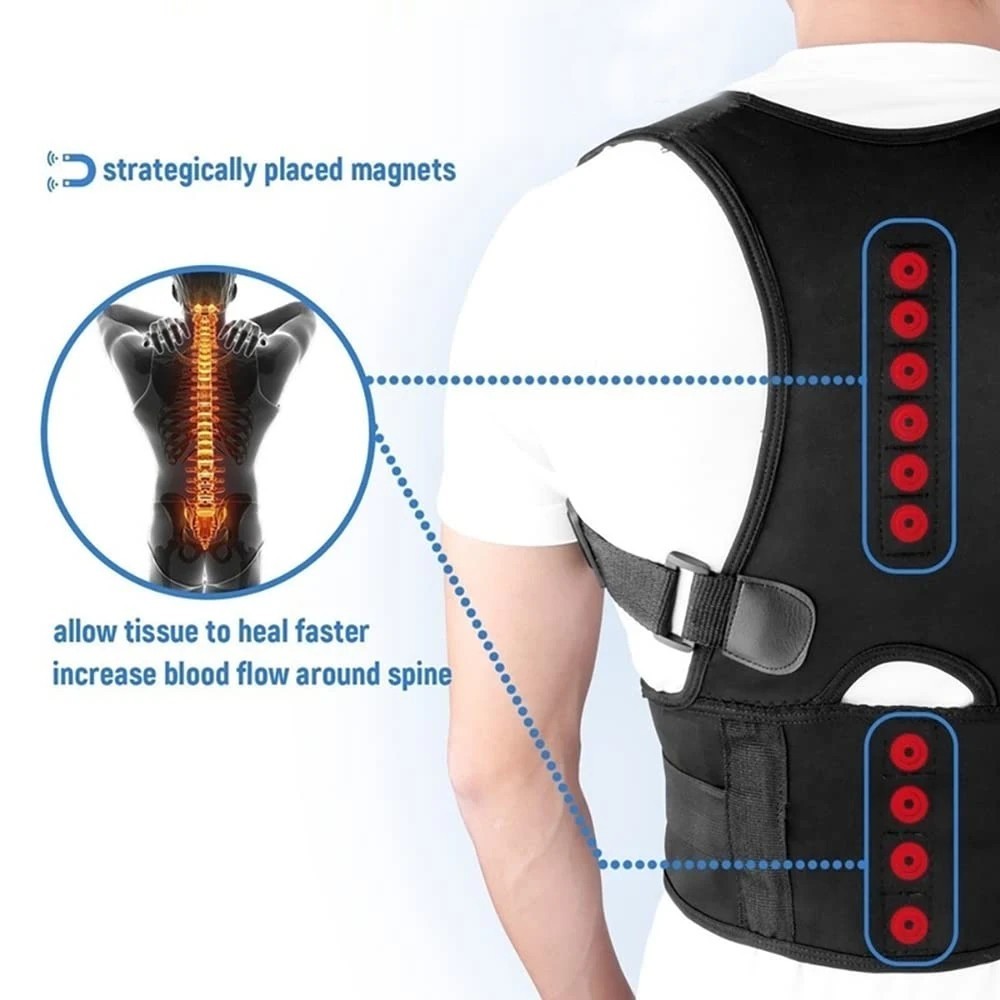 Men Posture Corrector Back Support Brace Orthopedic Shoulder Lumbar Belt Size