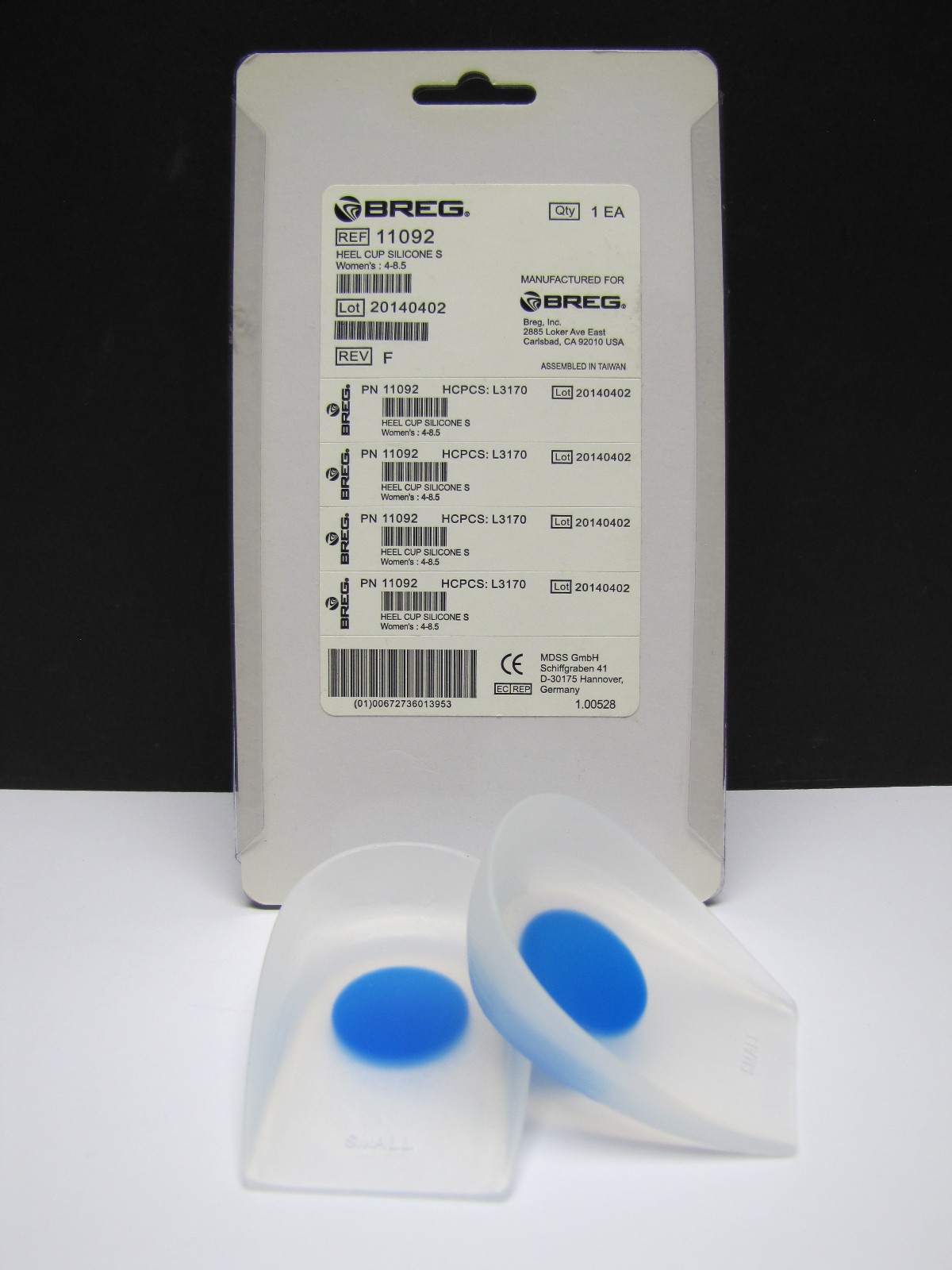 Breg Medical Grade Silicone Heel Cups Shoe Inserts – 11092 – Womens Size Small