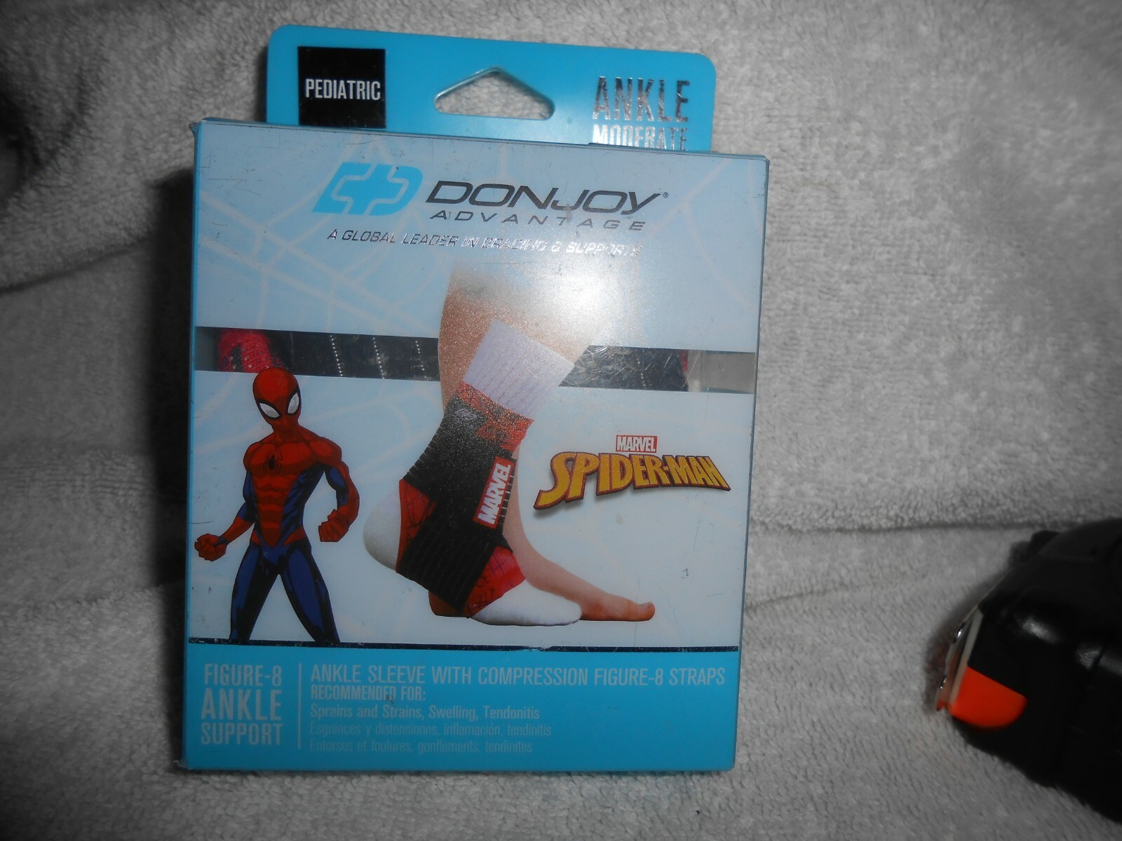 DONJOY ADVANTAGE MODERATE FIGURE 8 ANKLE SUPPORT PEDIATRIC SPIDERMAN
