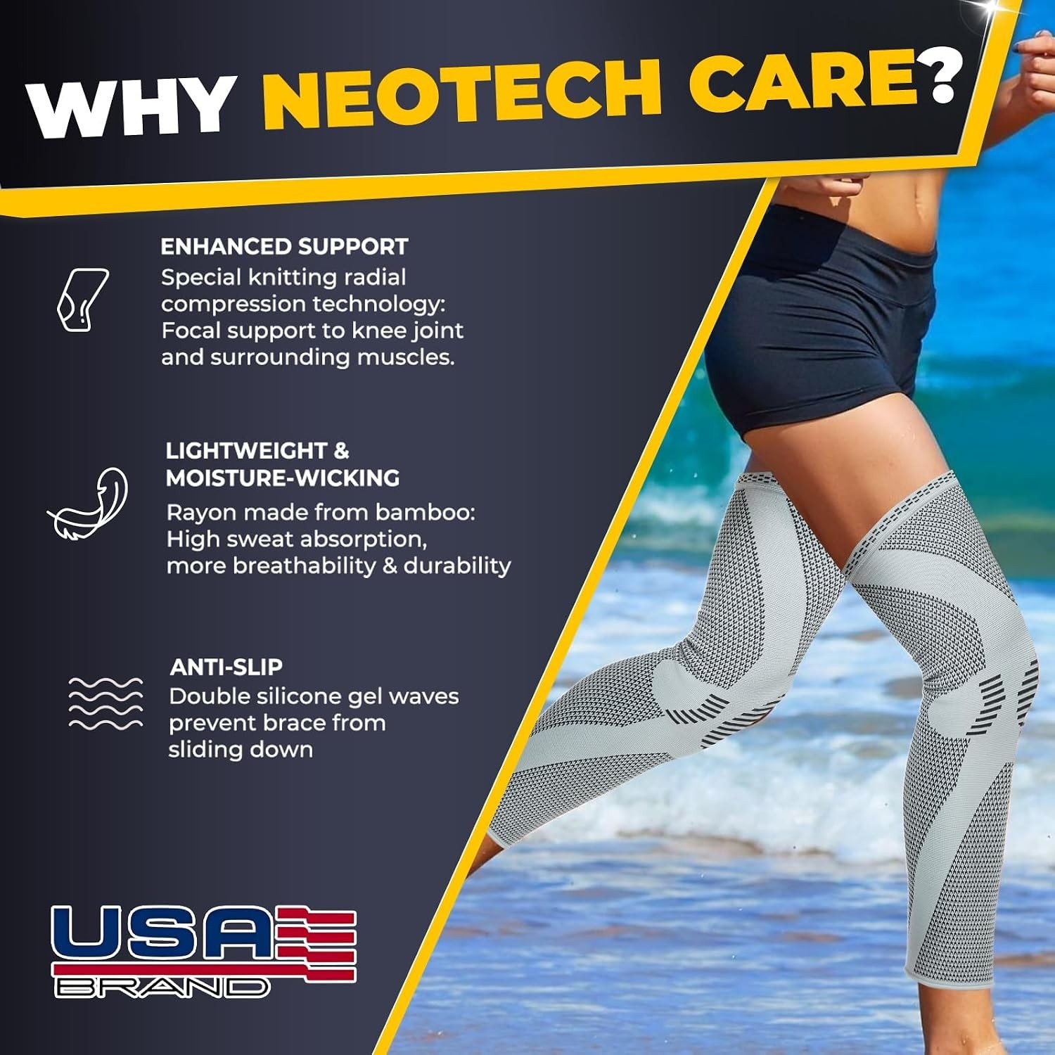 Comfort Fit Large Knee & Leg Brace – Breathable Fabric for Post-Surgery Recovery