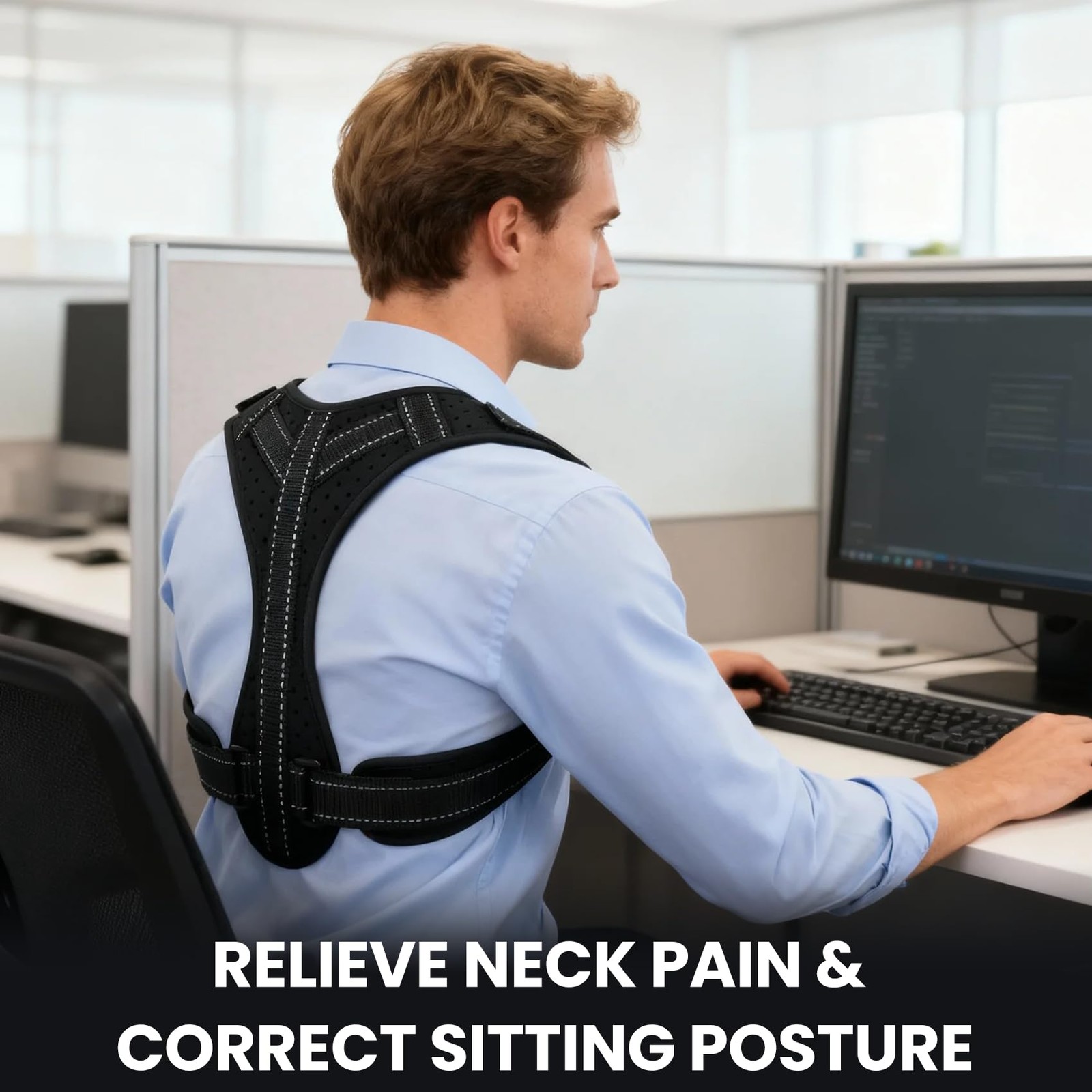 Posture Corrector for Men and , Adjustable Back Brace Upper Spine Straightene…