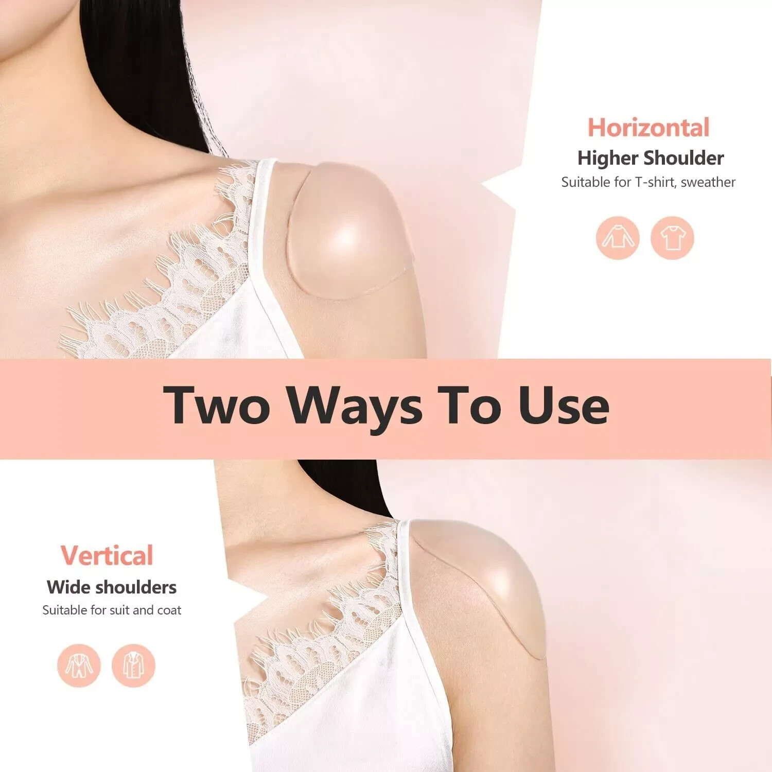 One pair Silicone Shoulder Pads for Women Clothing, Shoulder Enhancer, Reusable