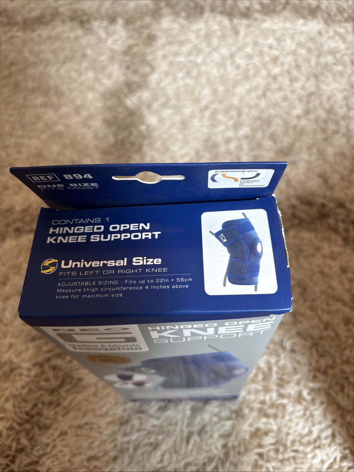 Neo G Hinged Knee Brace Support Firm Universal Size Ref 894 Blue Sealed New