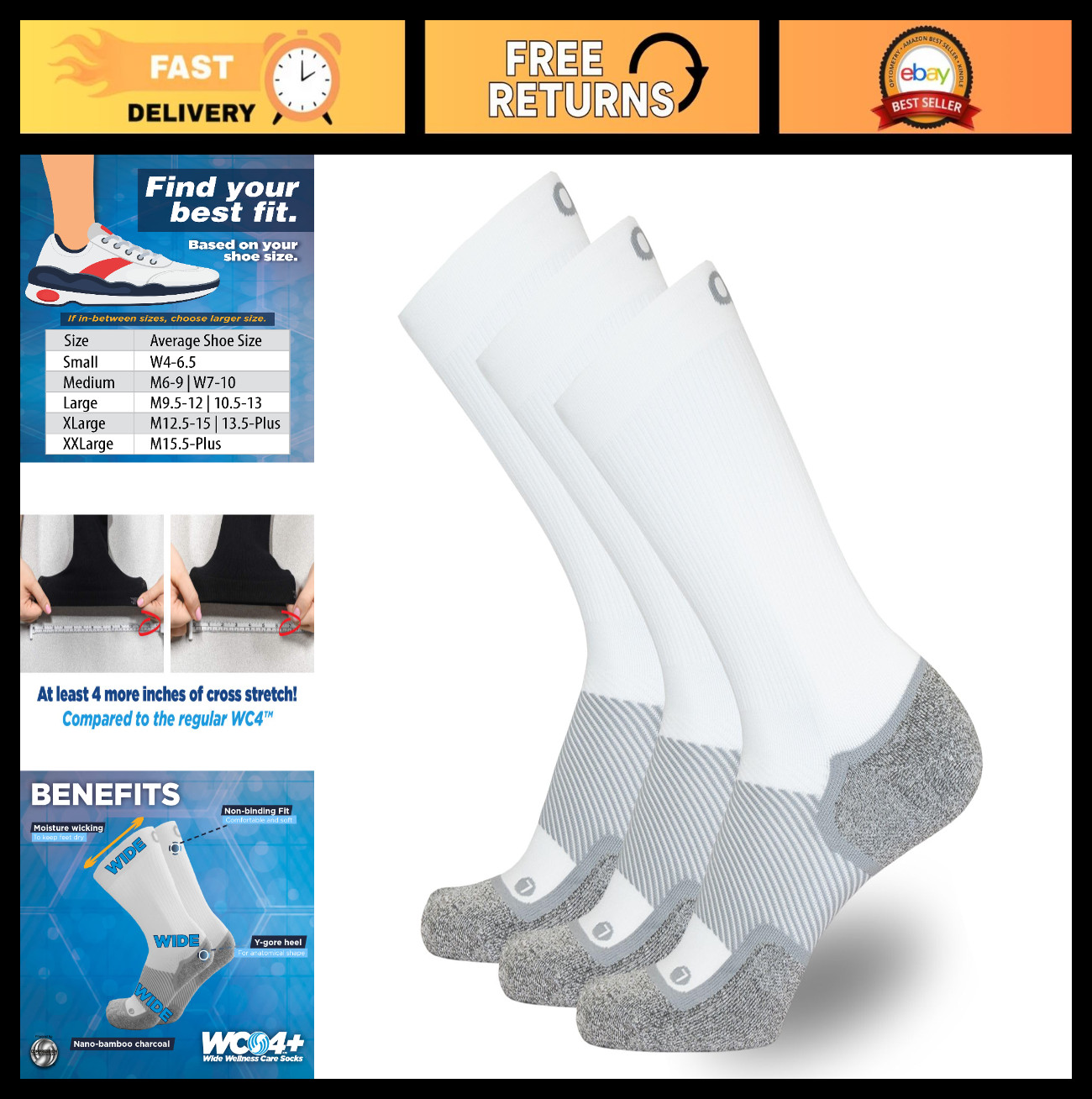 Non-Binding Wide Diabetic Wellness Socks for Circulation, Neuropathy, Edema Reli