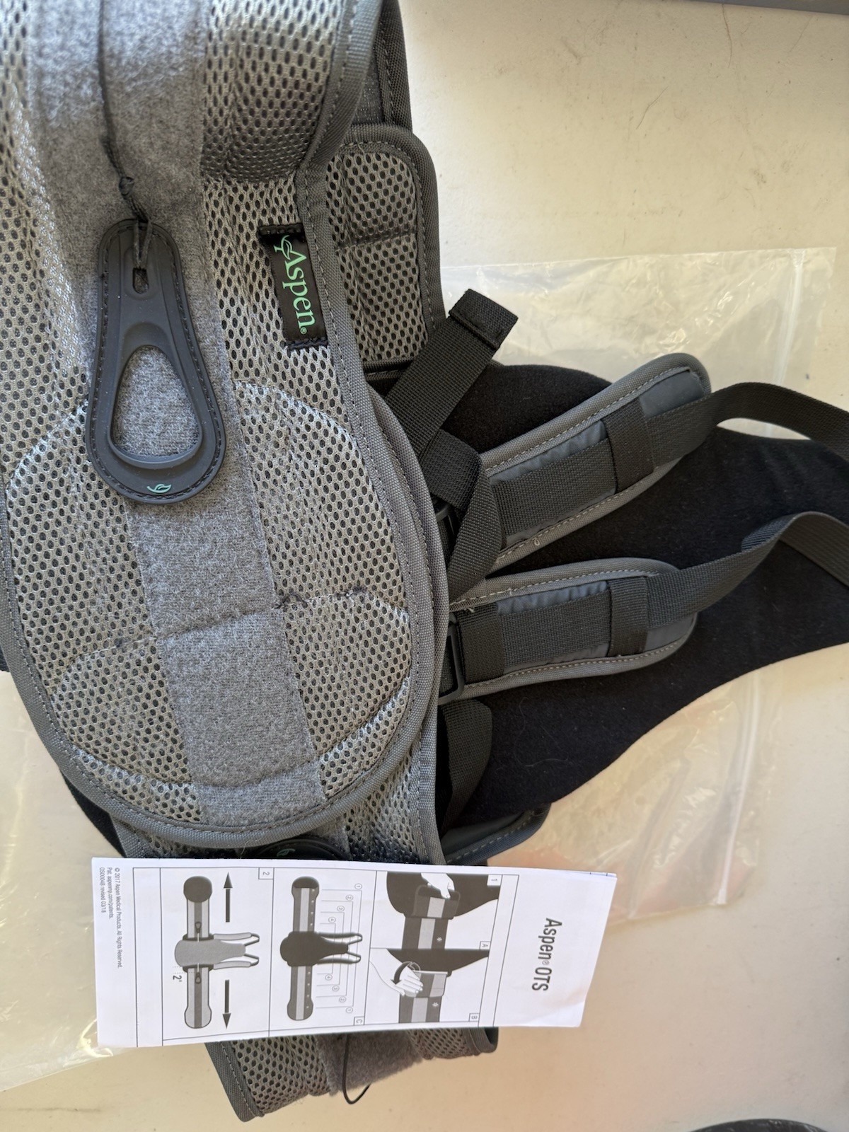 Aspen OTS Adjustable Back Brace Support Belt Universal Gray/Black MPN 504573