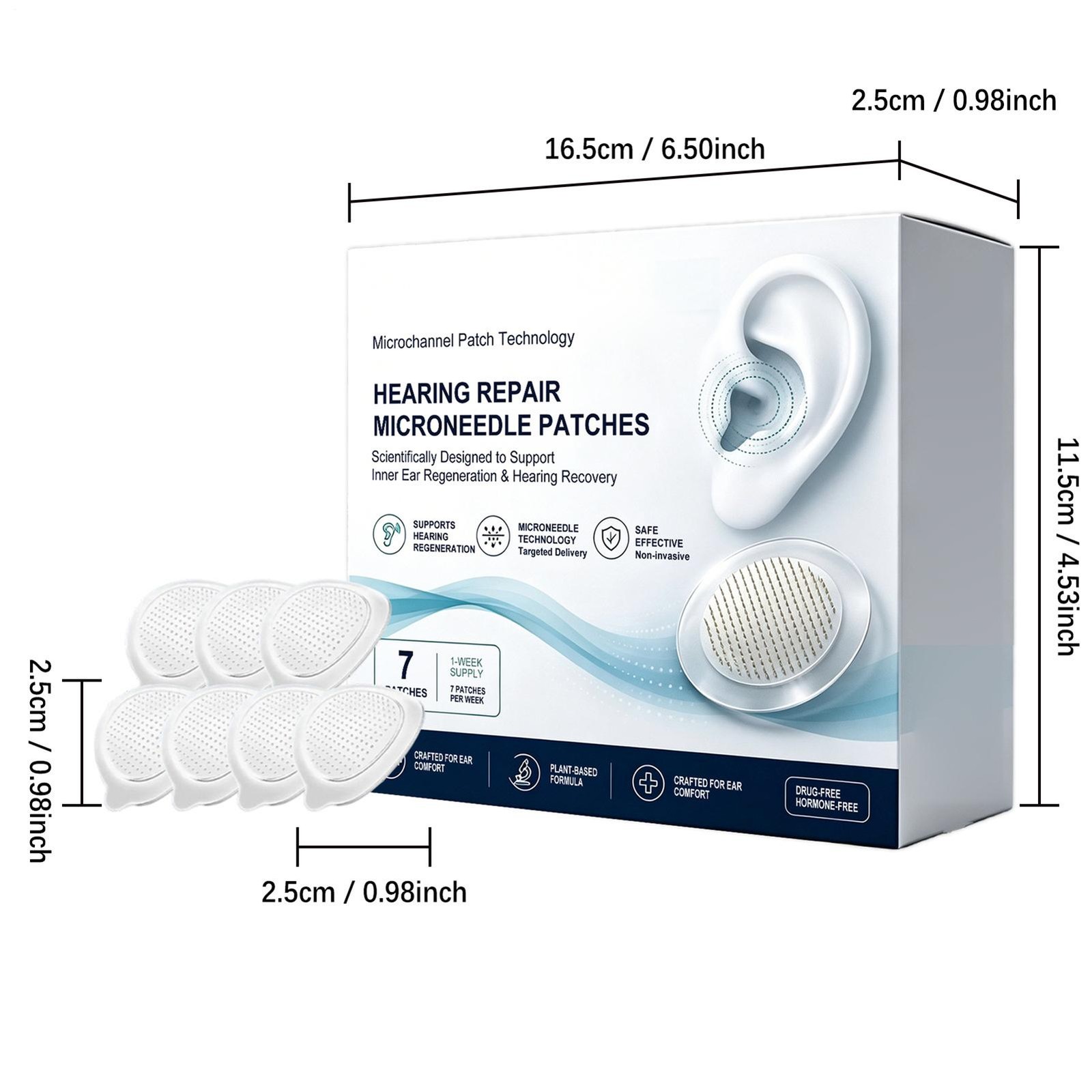 Hearing Repair Microneedle Patch 7-Piece Natural Fast-Acting Soothing Nourishing