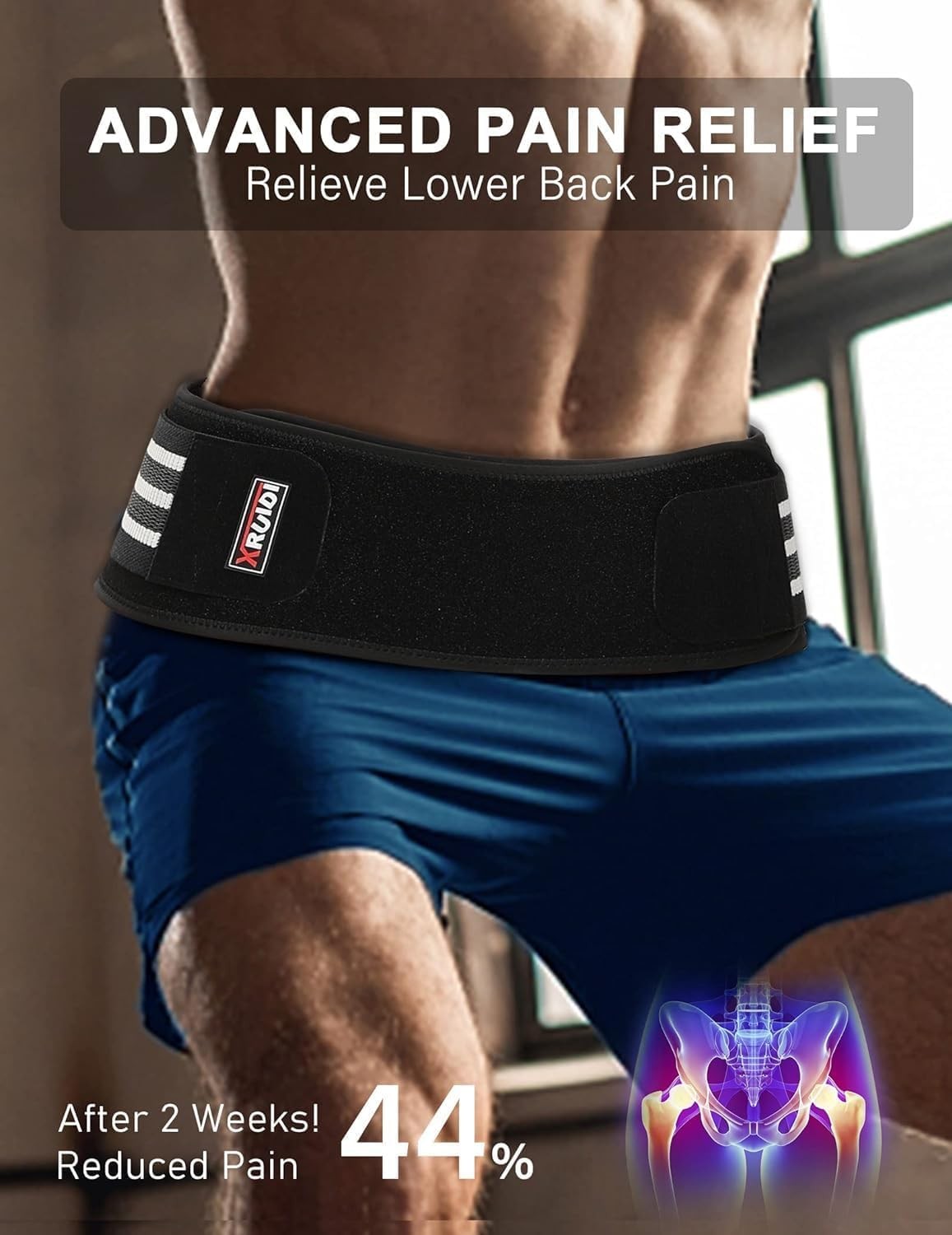 XRUIDI Sacroiliac SI Joint Hip Belt for Women and Men Lower Regular, Black
