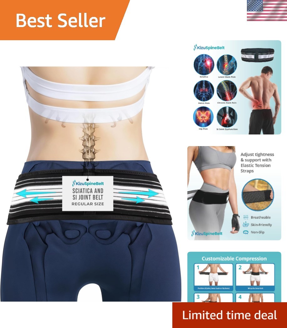 Sleek Kizu Low-Profile SI Joint Support Belt – Adjustable Sciatica Pain Relief