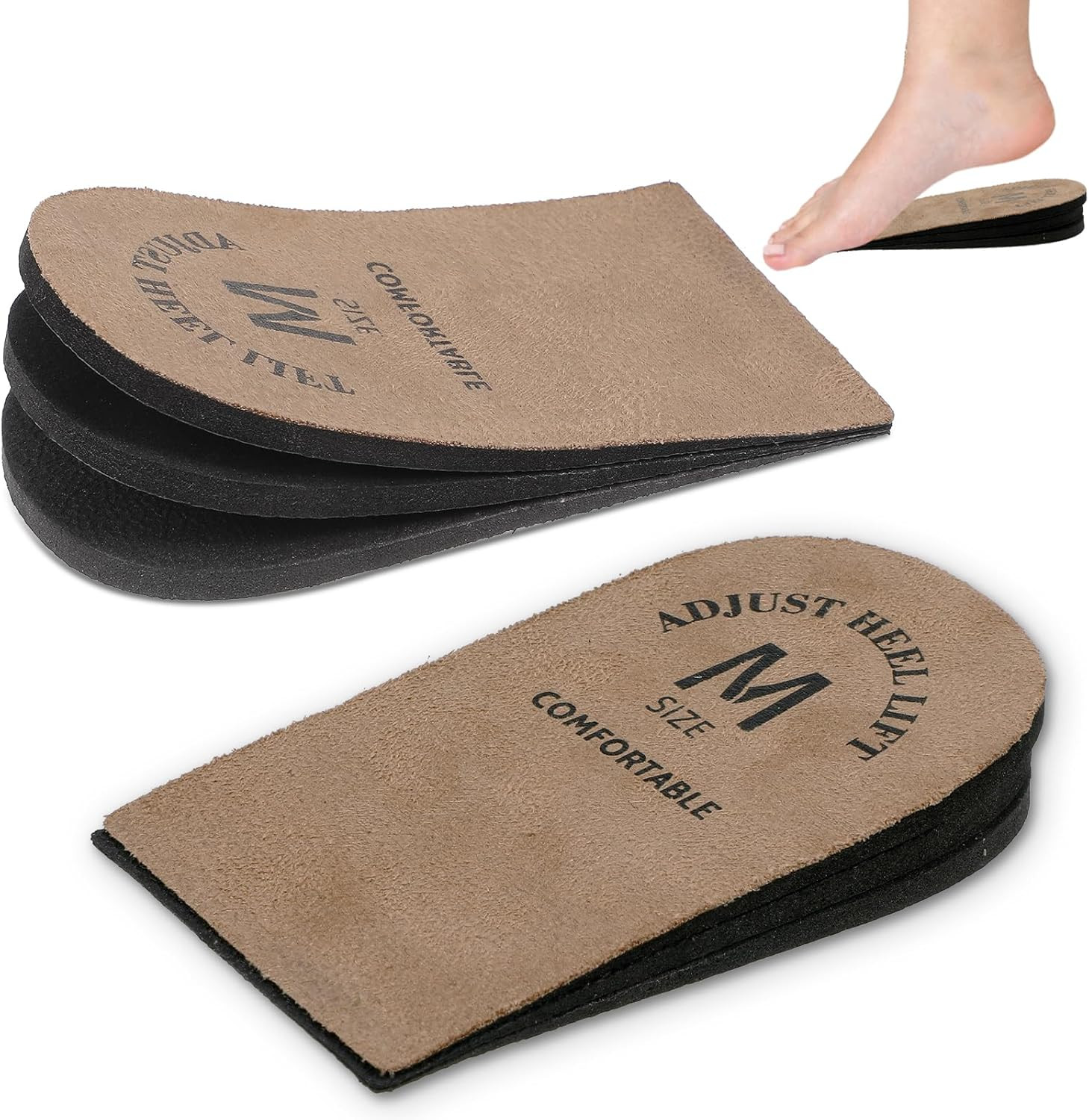 2 Pack Heel Lifts, Adjustable Heel Lifts for Leg Length Discrepancy, Women Man