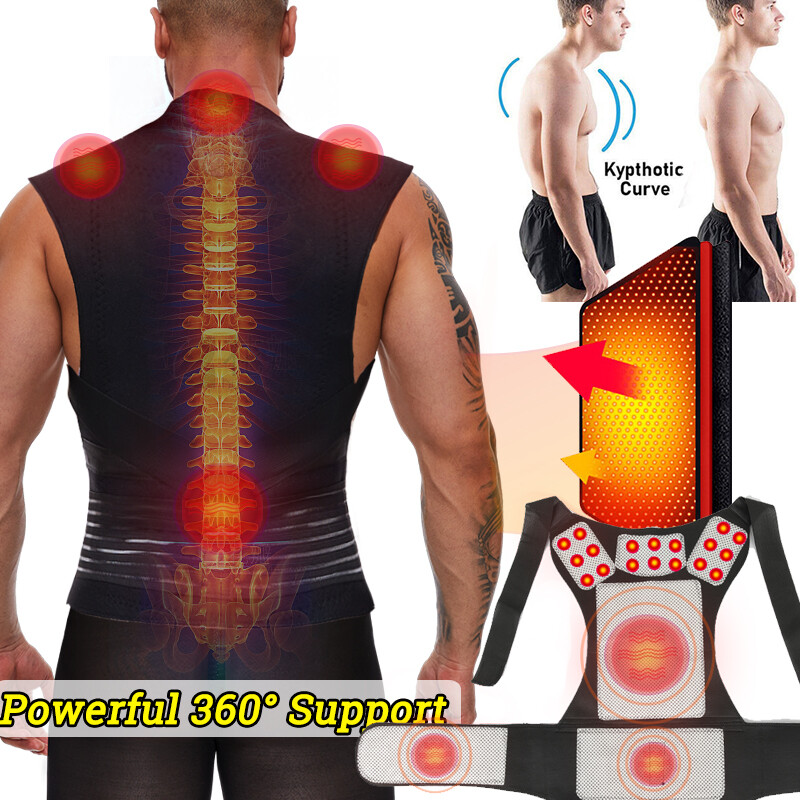 Magnetic Self Heating Back Support Tourmaline Therapy Belt Waist Shoulder Brace