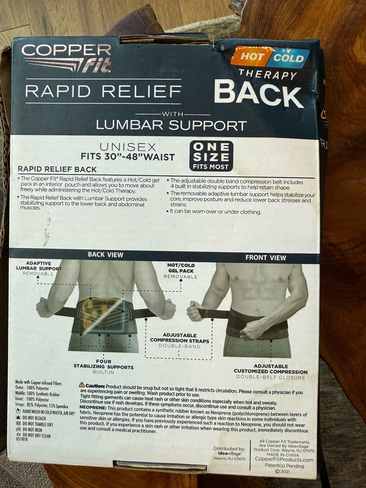 Copper Fit Rapid Relief Back Support Hot/Cold Therapy Gel Pack