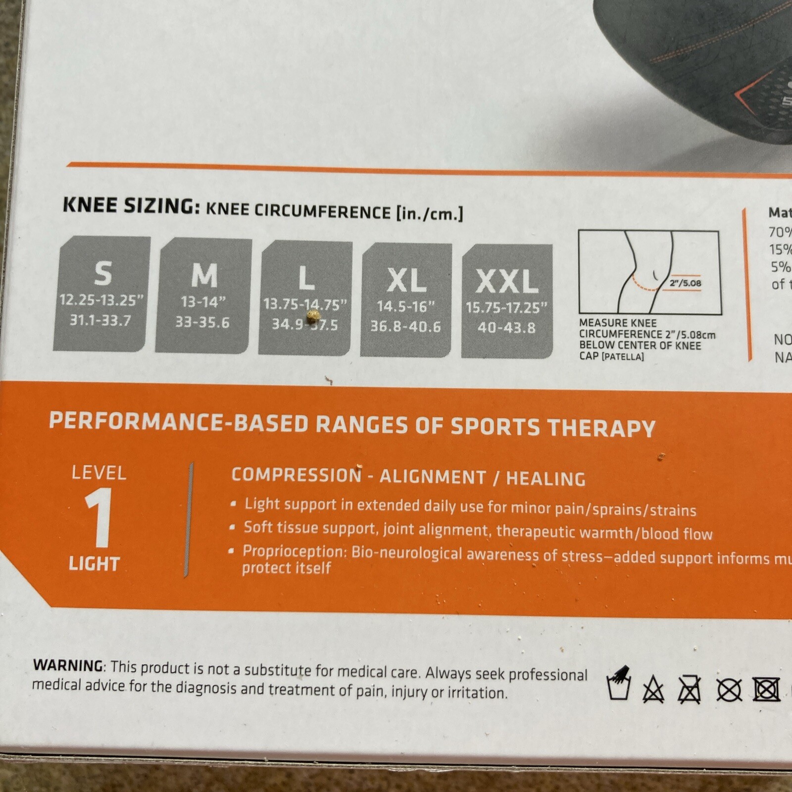New-XL Shock Doctor Knee Compression Sleeve w/ Closed Patella Coverage Level 1