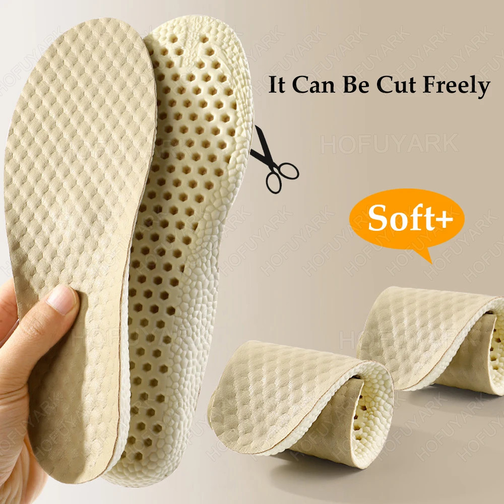 PU Sports Insoles for Sneakers Soft Leather Inner Soles Shock Absorption Breatha