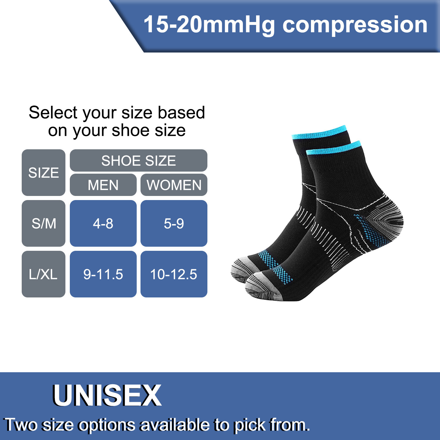 Ankle Brace Compression Sleeve Support Socks Foot Fasciitis Pain Relief Men USA