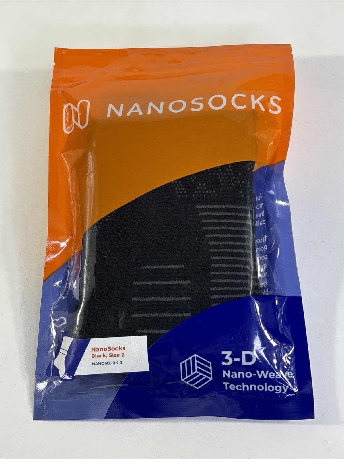 New & Sealed NANOSOCKS 3D Nano-Weave Black Compression Socks Size 2 NANOMX-BK-2