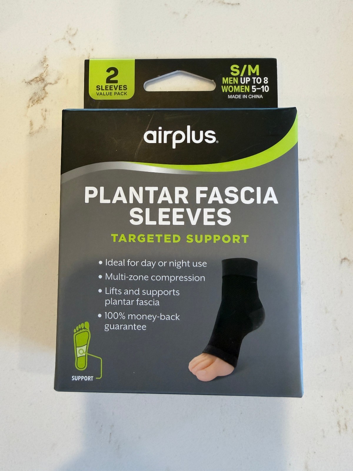 Airplus Plantar Fascia Sleeves Small/Medium Men up to 8, Women 5-10 | 2 Sleeves