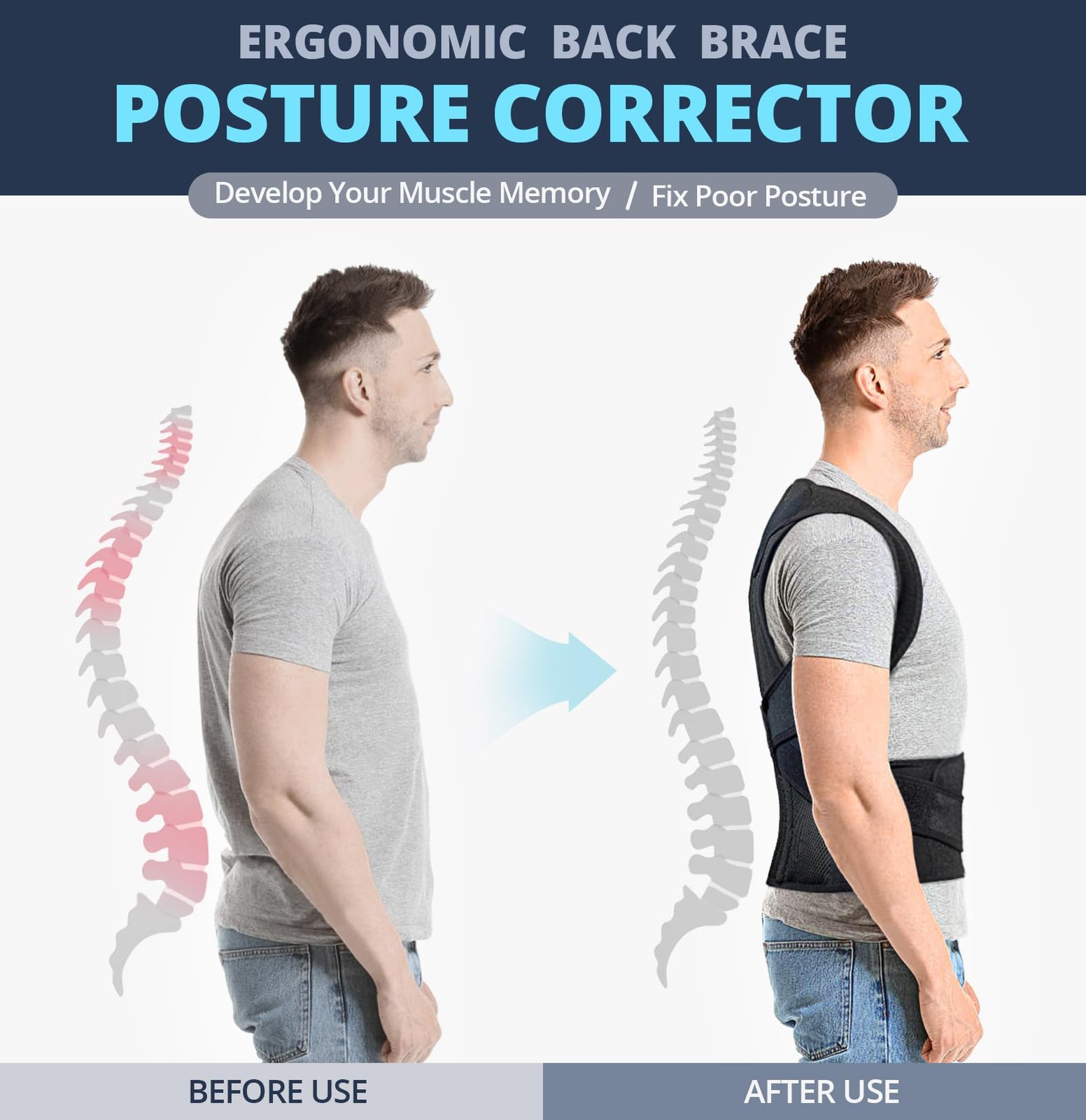 Fitsupport Back Brace Posture Corrector for Women Small (Pack of 1), Black