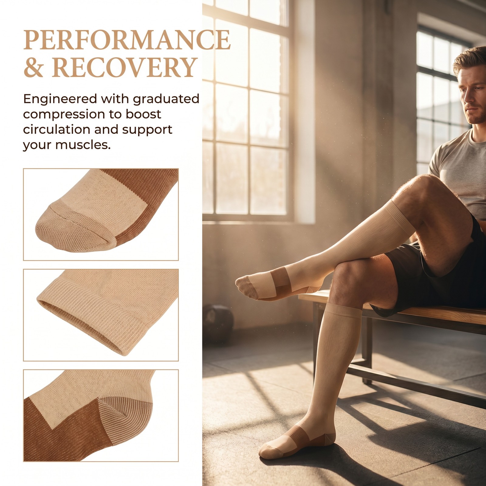 Wholesale Copper Compression Socks 20-30mmHg Graduated Support Mens Womens S-XXL