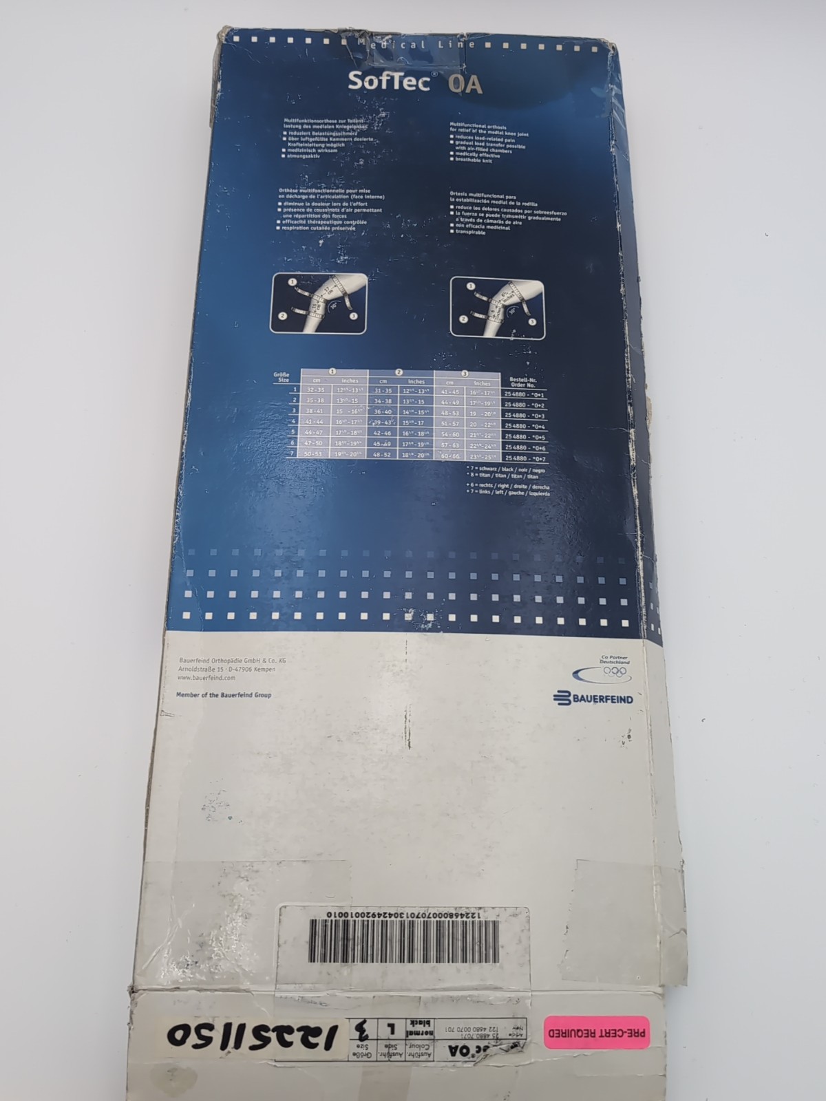 3 L SofTec® OA Knee Brace Bauerfeind Advanced Knee Joint Patella Support