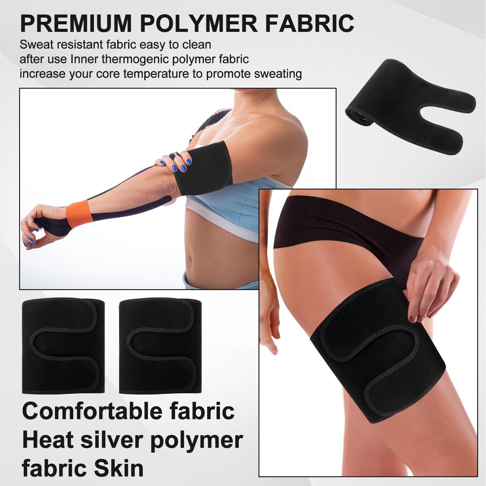 Shyyween 4 Pcs Thigh Wraps & Arm Trimmers Set Thigh and Arm Sweat Bands Slimm…