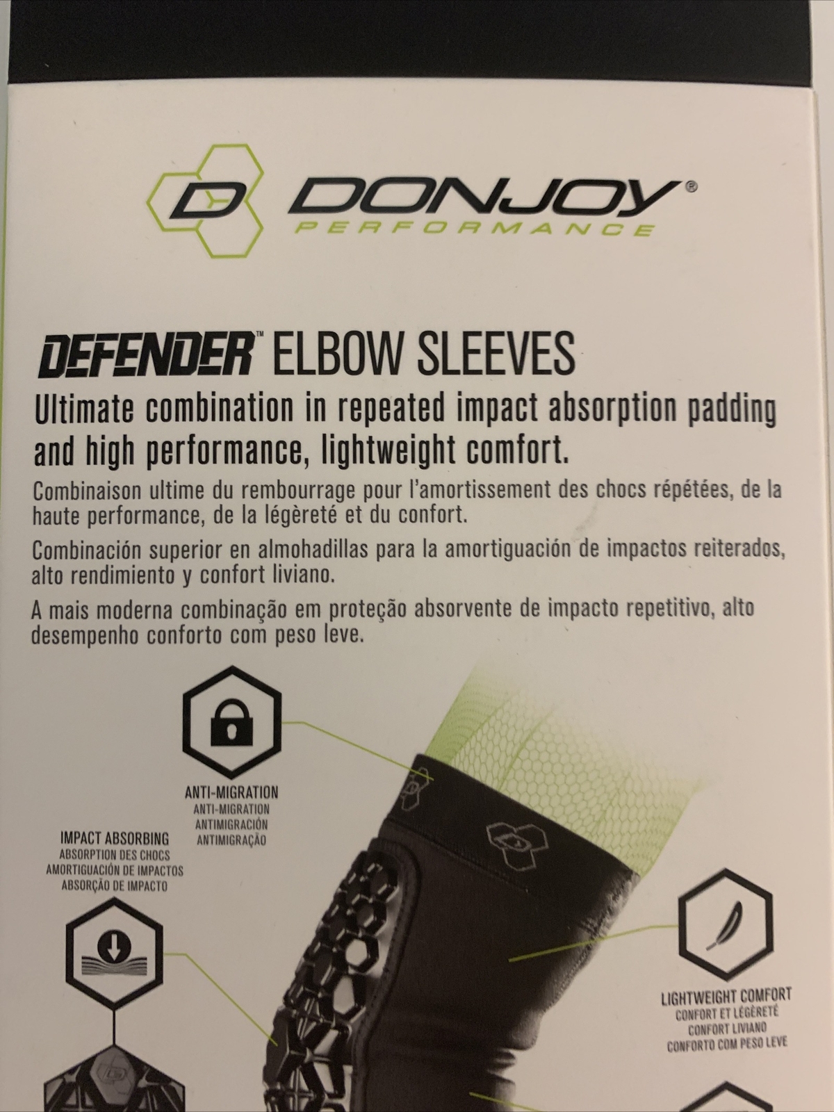 DonJoy Performance Defender Elbow Sleeves Pads – Shock Absorbing – (1 Pair) S