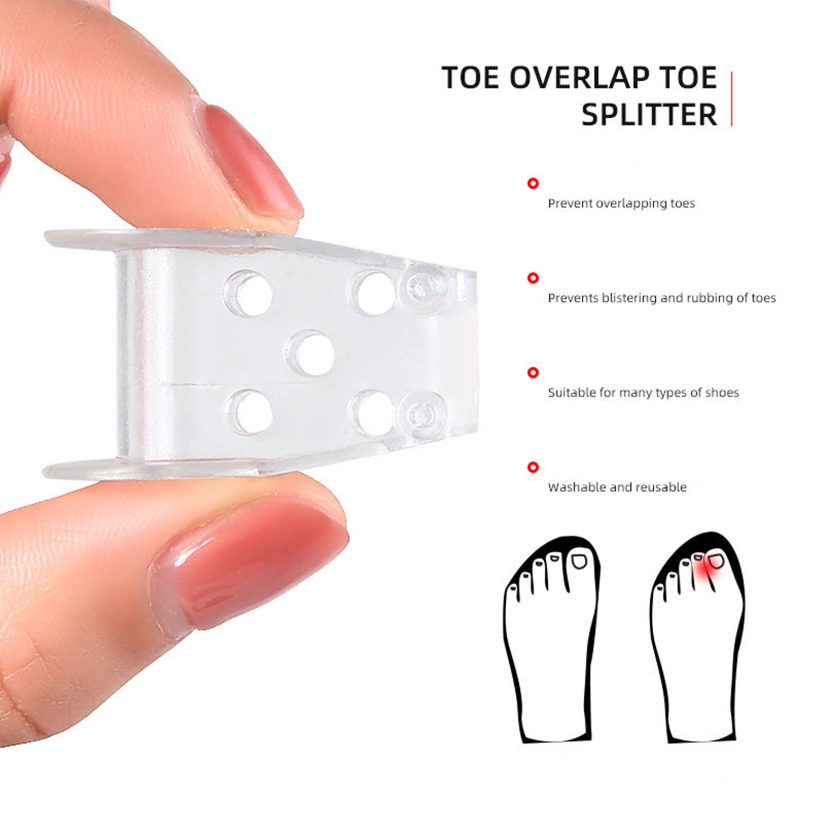 SEBS Toe Orthotic Pad Breathable Pain Relief Corrector Prevent Overlapping Toes