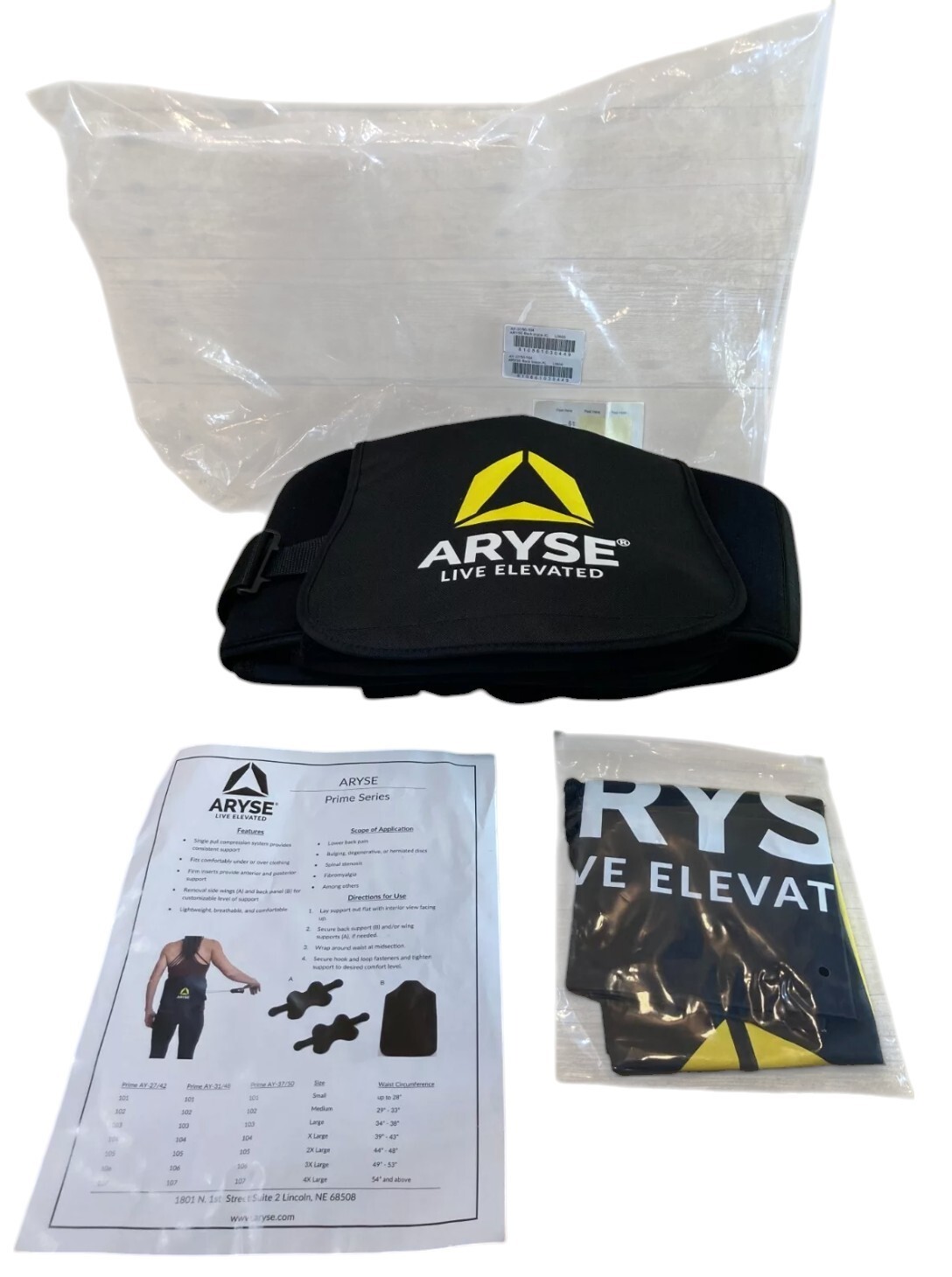 Aryse Back Brace Prime Series Compression AY-37/50-103 Large Waist 34″-38″