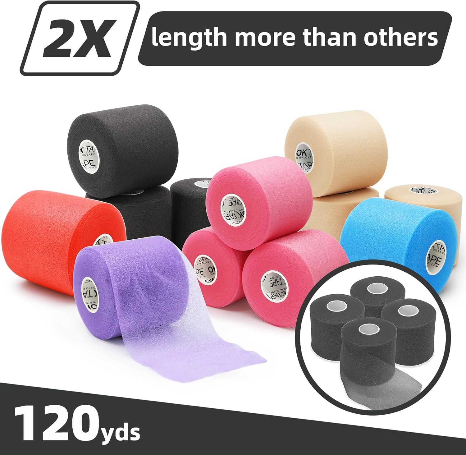Pre Wrap Tape (4-Rolls) – Athletic Foam Underwrap for Sports, Protect for Ankles