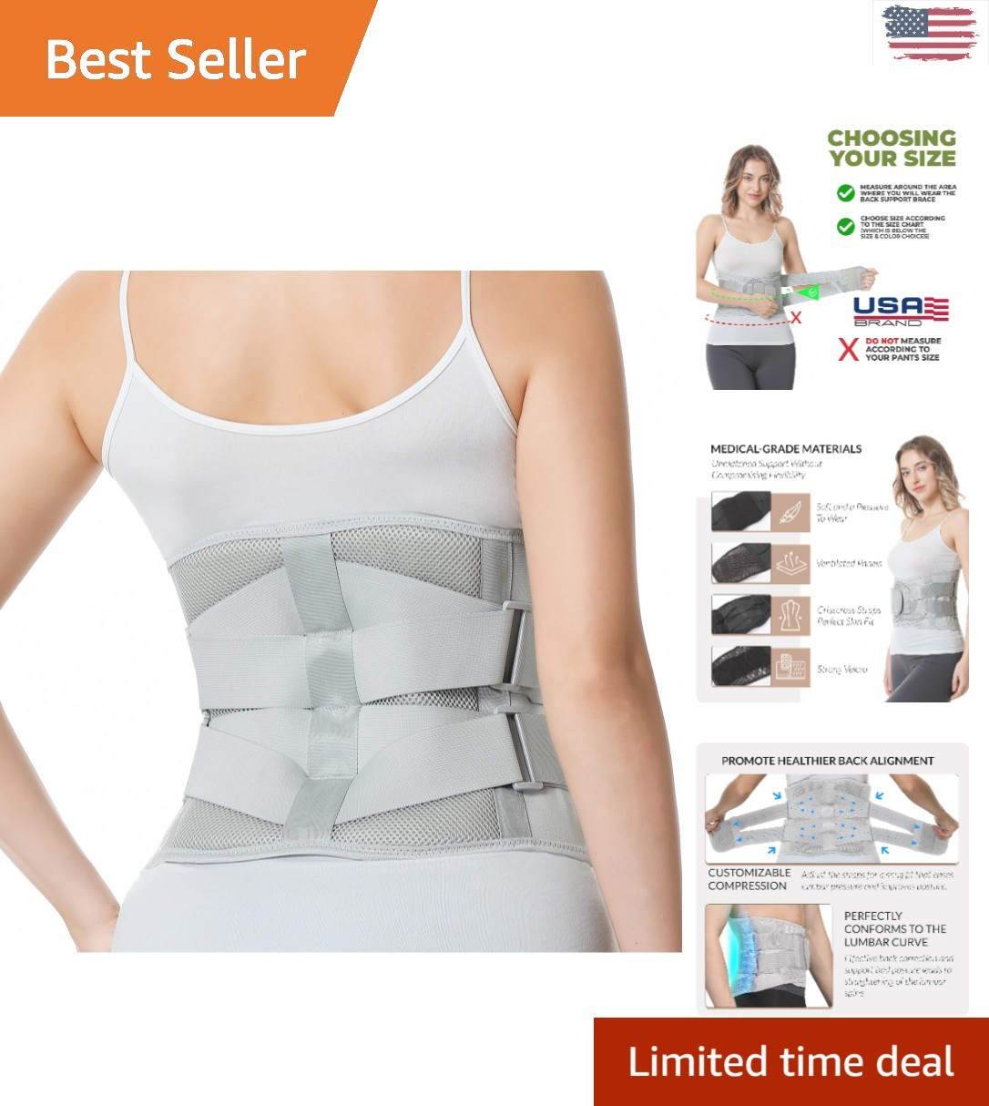 Comfort Fit Lower Back Brace with Crisscross Design – Size L for Pain Relief