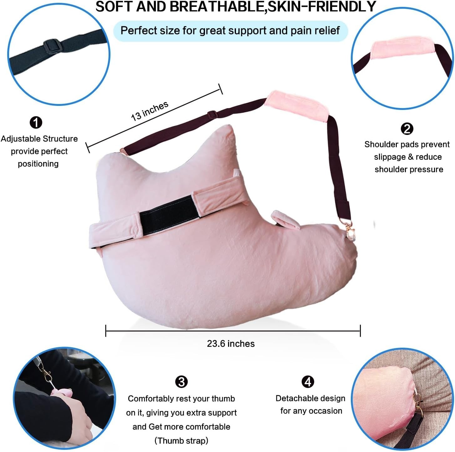 Comfortable Wedge Pillow for Shoulder Surgery Recovery with Arm & Shoulder Strap