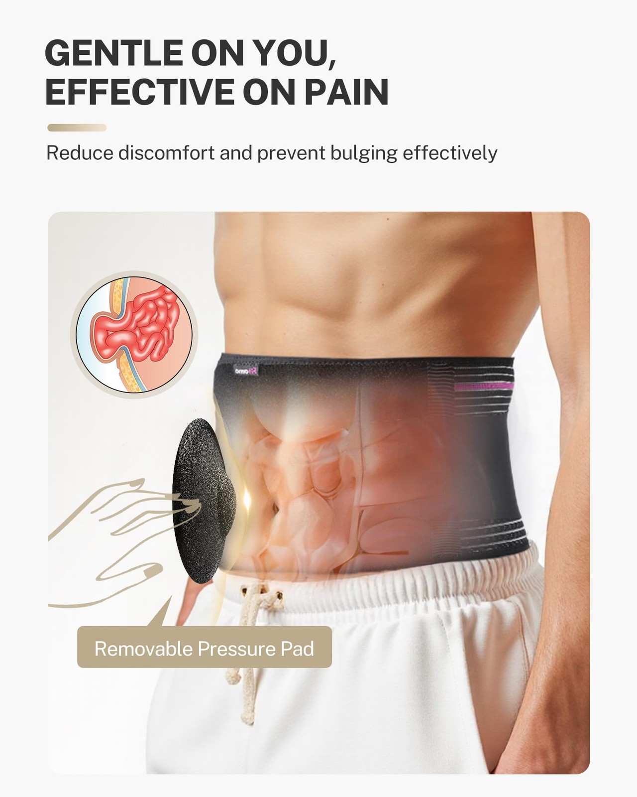 Front-Wearing Umbilical Hernia Belt, Unisex, 3D Dome-Shaped Hernia Support Pa…