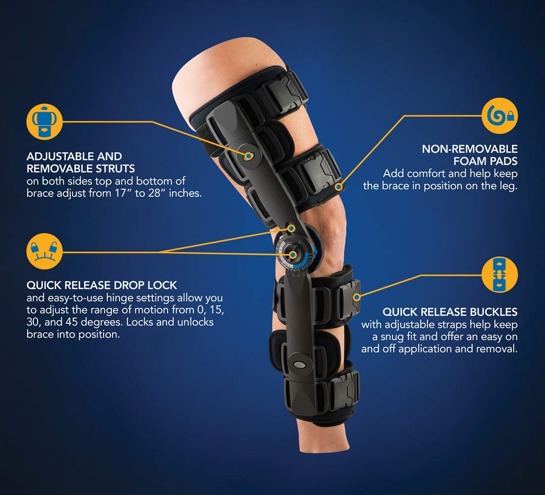 United Ortho Post Op Range Of Motion Knee Brace Cool Wrap Extra Large Black