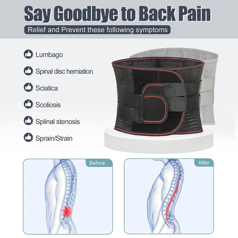 Medical Lumbar Support Lower Waist Back Belt Brace Pain Relief for Men Women Gym