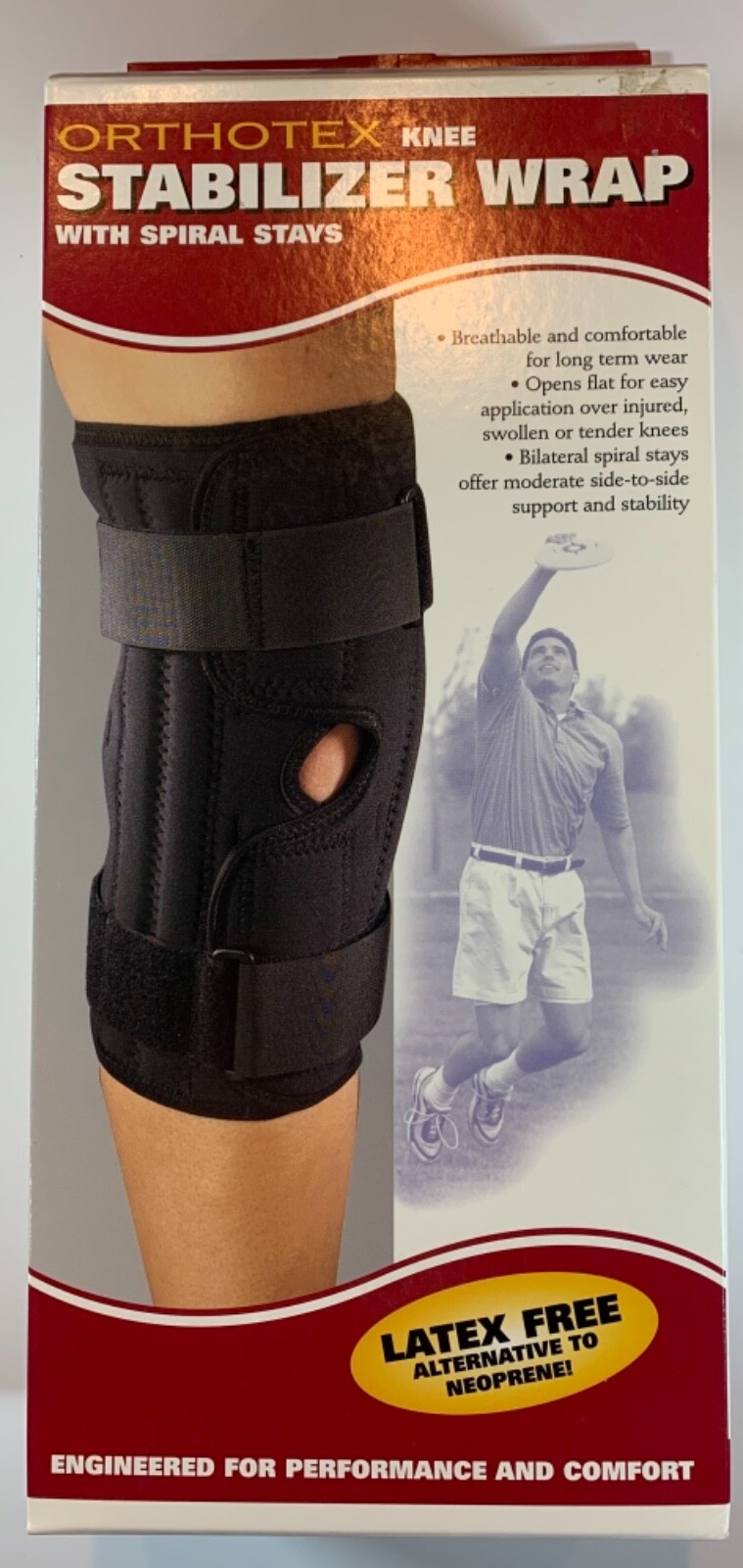 OTC orthopedic Orthotex Knee Stabilizer Wrap with Spiral Stays – Latex Free