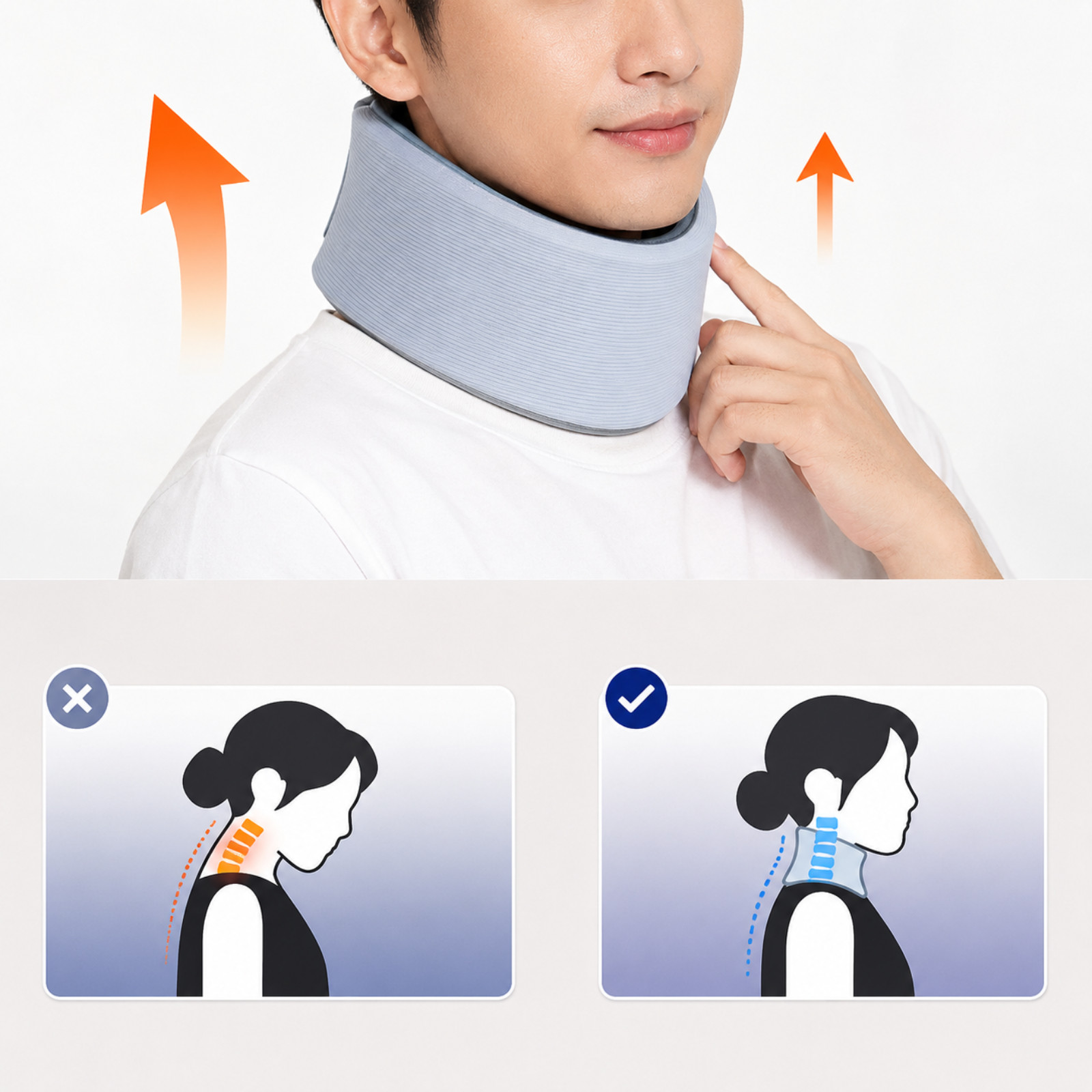 2pcs Adjustable Neck Brace Neck Support Collar 360° Surround Support