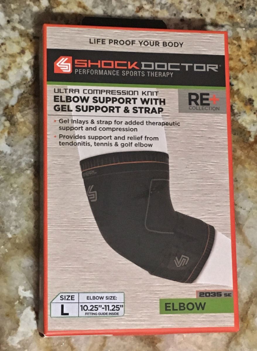 SHOCK DOCTOR Ultra Compression Knit Elbow Support w/ Gel Support Strap NEW XS S