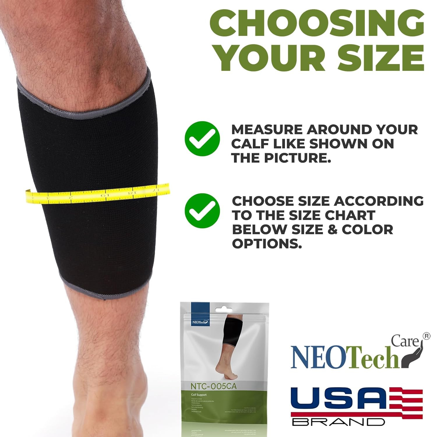 Neotech Care Calf Compression Sleeve for Calves Support or Shin Splint (Black Co