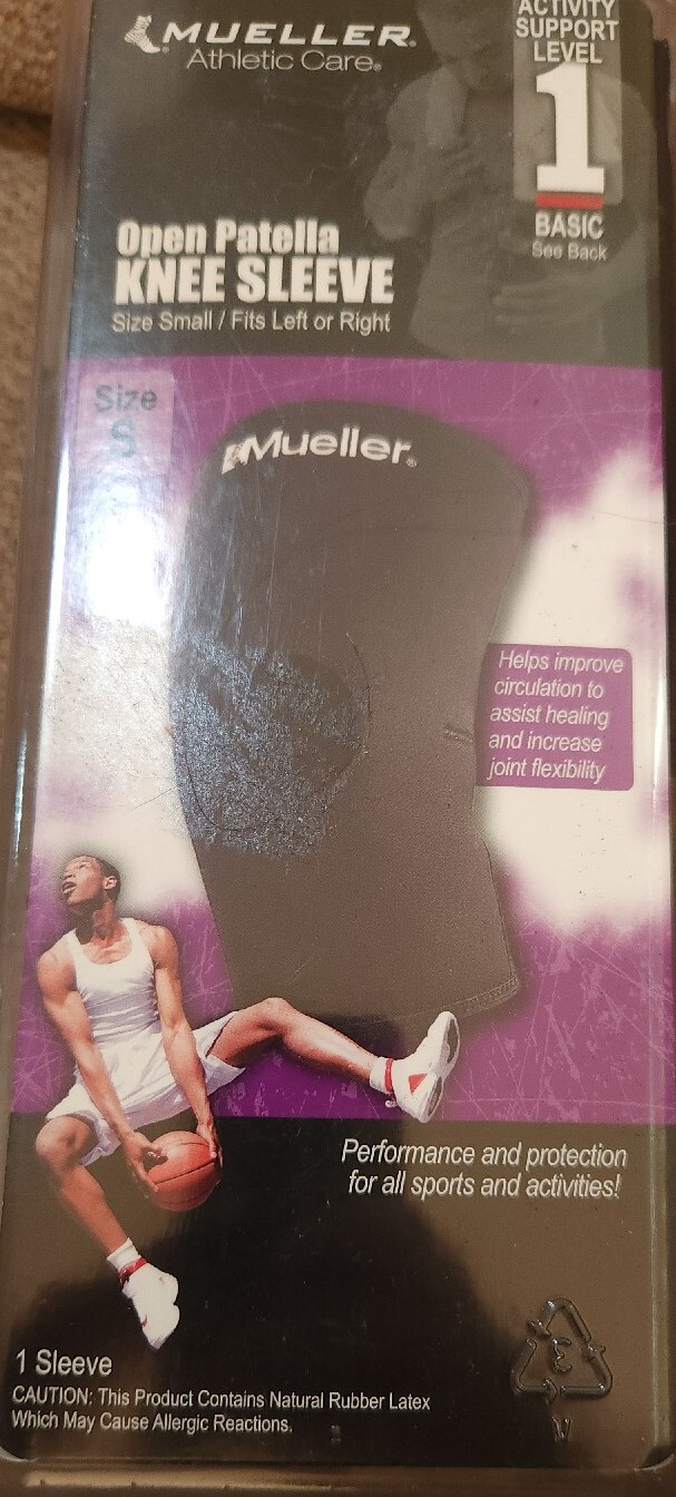 Mueller Open Patella Knee Sleeve Sz S – Level 1 Long Sleeve